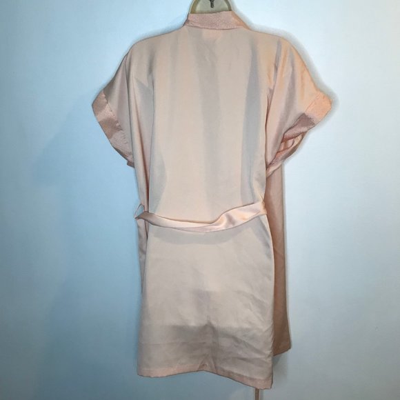 Vintage 70's Bathrobe Satin Silky Supri Drink Mix OS One Size Light Pink Kimono - Picture 6 of 8